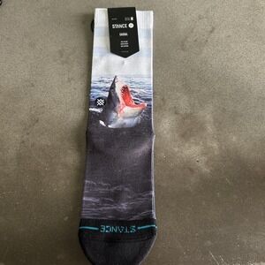 BRAND NEW Stance Men's‎ Medium Socks Crew Length "LANDLORD" Shark Jaws NWT
